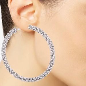 Crystal Pavé Large Hoop Guess Earrings silver NEW